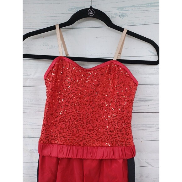 Weissman Crash Course Hip Hop Jumpsuit Sequin Cargo Dance Costume Red Child L LC - Picture 2 of 6